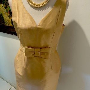 JS Boutique Champagne Shimmer Fitted Bow Dress 10